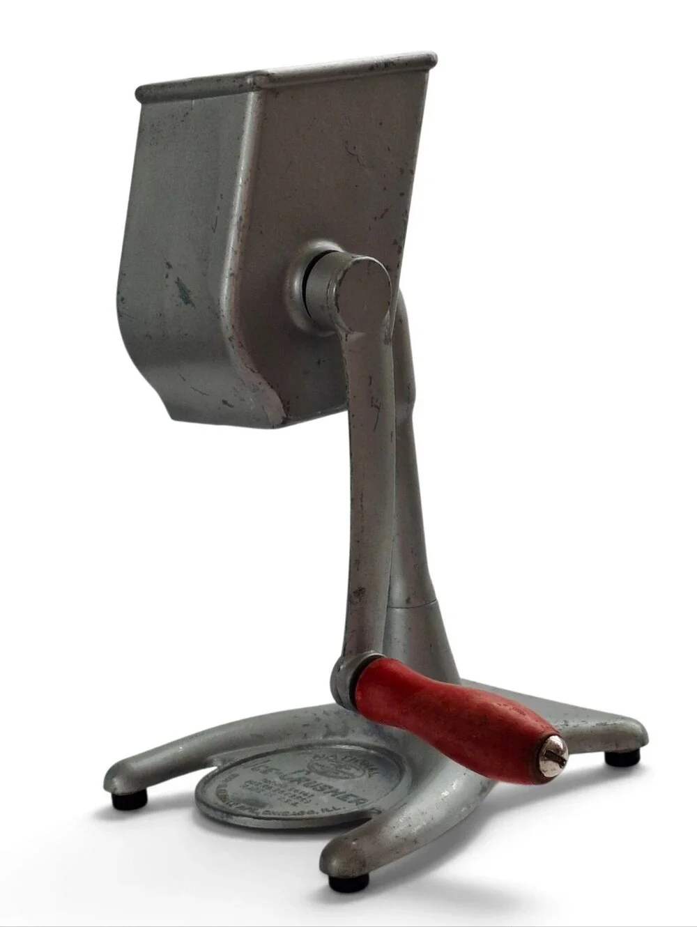 Vintage National Ice Crusher Red Wooden Hand Crank Countertop Tabletop Barware